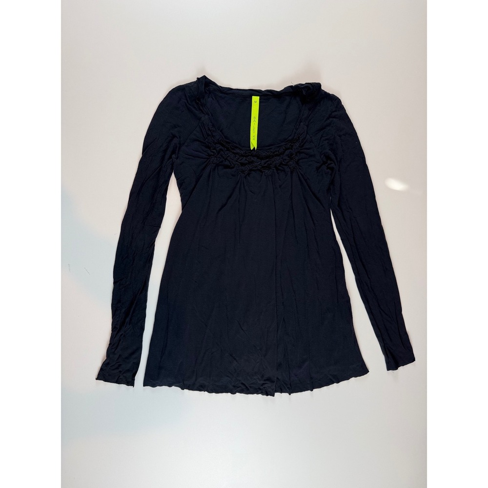 Bailey 44 Womens Black Ruffle Scoop Neck Long Sleeve Empire Waist Tunic‎ Top Med